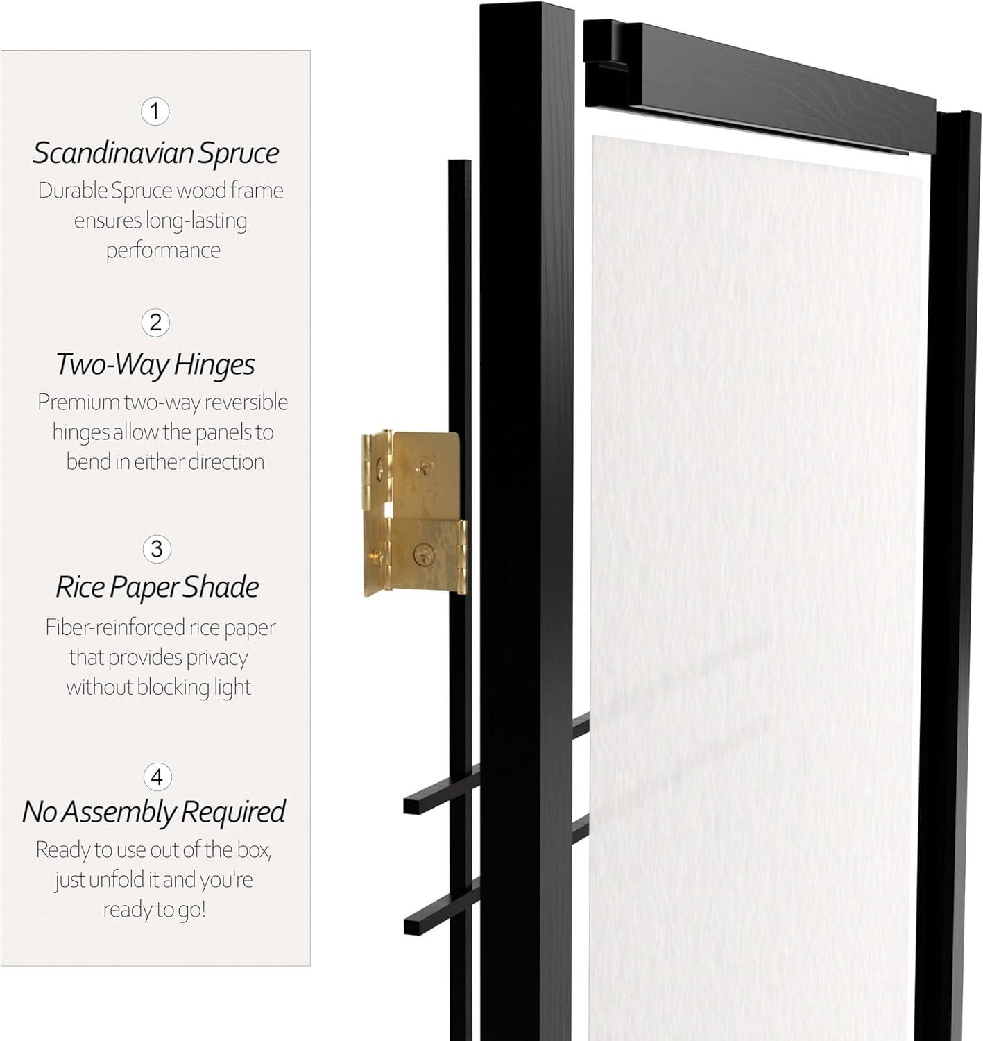 4 ft. Short Double Cross Shoji Screen - Black - 4 Panels