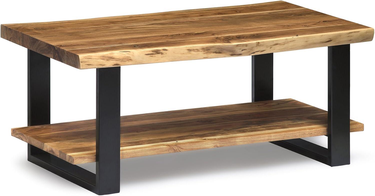 Alpine Live Edge Wood Coffee Table Natural - Alaterre Furniture: Acacia Sofa Table, Metal Legs, Rectangular