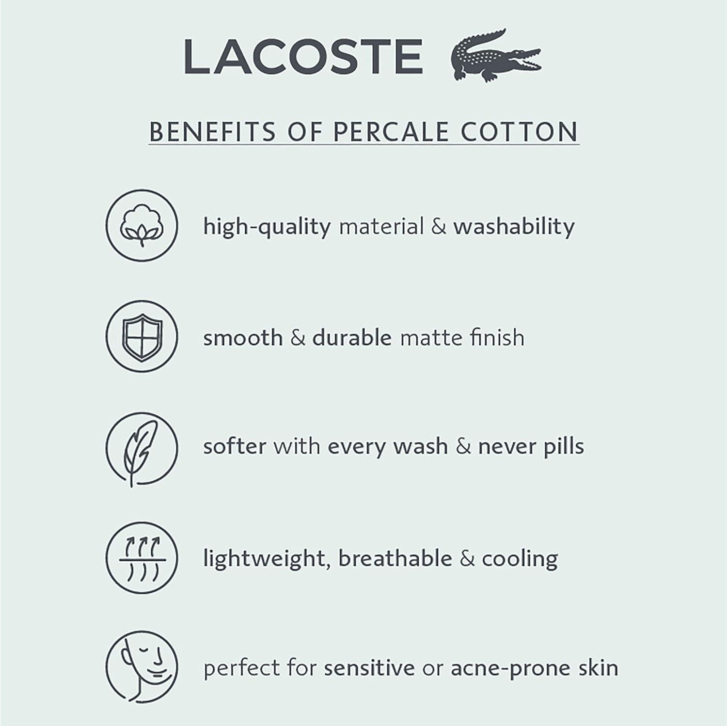 Lacoste Cotton Percale 200 Thread Count 100% Cotton Sheet Set