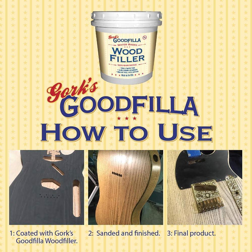 GoodFilla Water-Based Wood & Grain Filler for Wood Finishes, Non-Shrinking, White, 8 oz