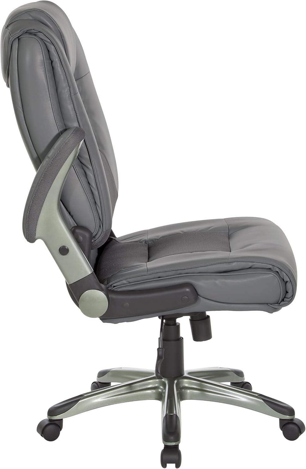 Charcoal Grey Executive Leather Office Chair with Adjustable Arms