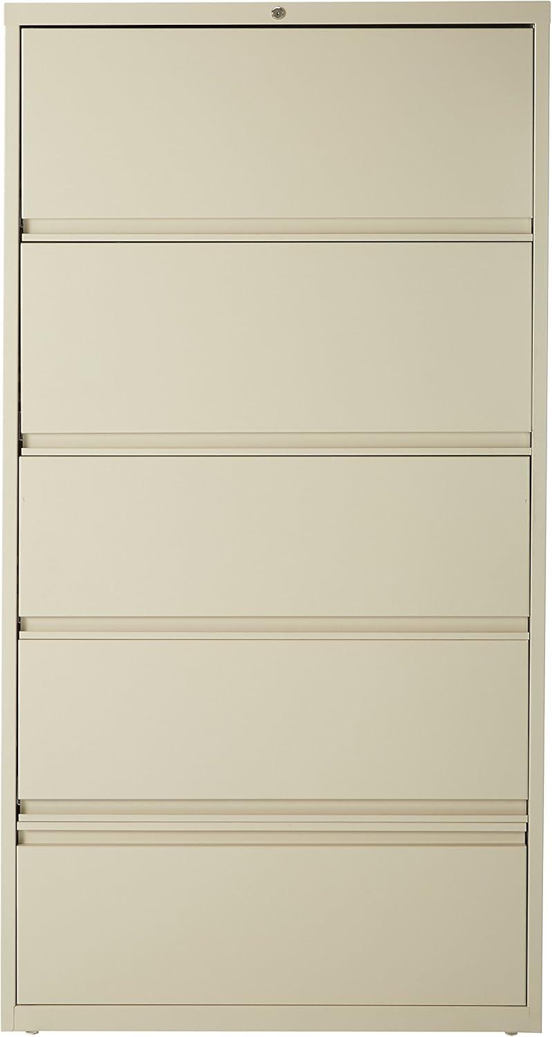 Putty 5-Drawer Lockable Steel Lateral Filing Cabinet