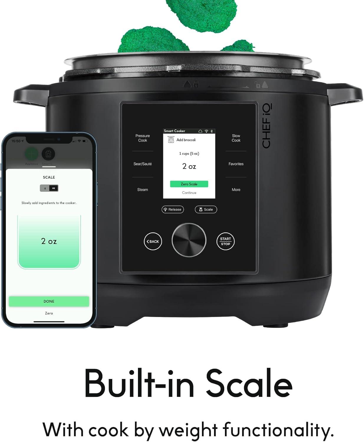 Chef Iq Multi-Functional Smart Pressure Cooker Rj40-6-Wifi, Pairs With App Via Wifi For Meals In An Instant, Built-In Scale & Auto Steam Release, 6 Qt (Refurbished)