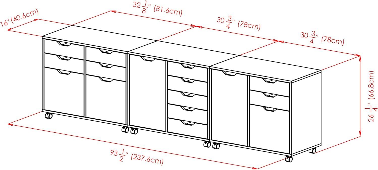 Winsome Wood Halifax 3-Pc Cabinet Set with File Drawer, Black Finish