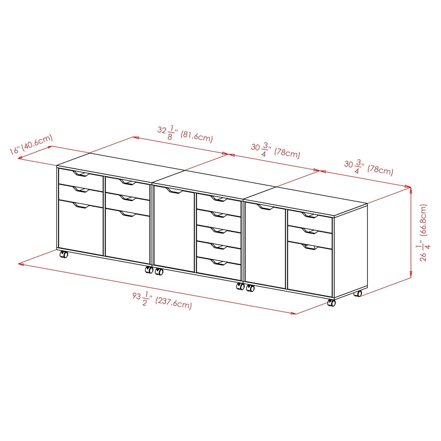 Winsome Wood Halifax 3-Pc Cabinet Set with File Drawer, Black Finish