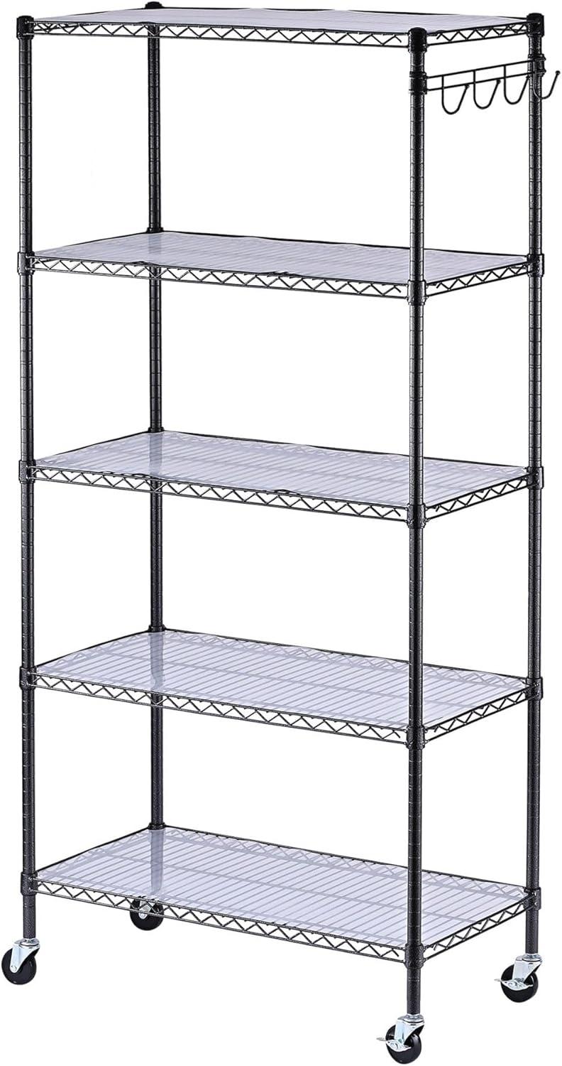 GEROBOOM 5- Wire Shelving Kit with Casters and  Liners  36w x 18d x 72h  Black Anthracite