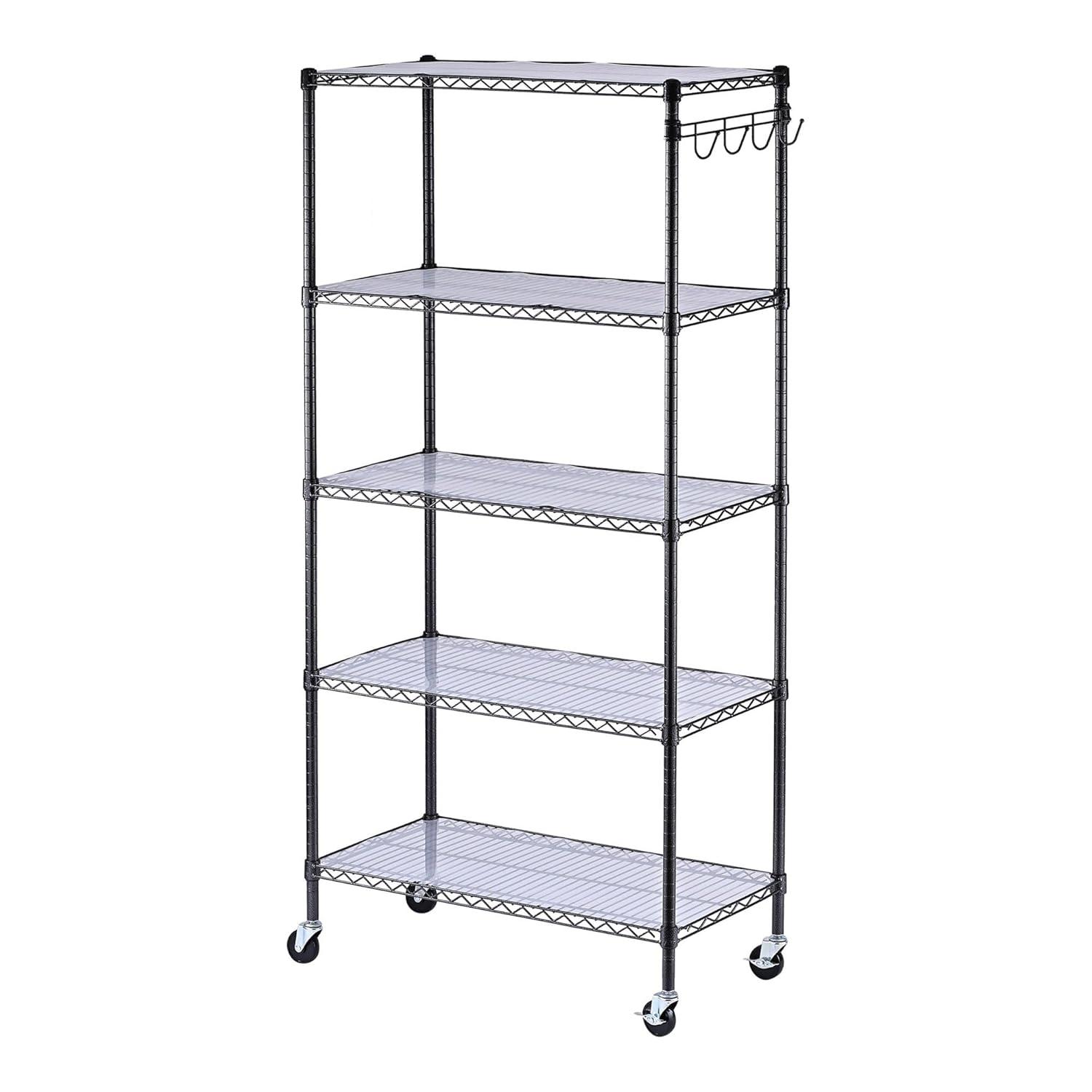 GEROBOOM 5- Wire Shelving Kit with Casters and  Liners  36w x 18d x 72h  Black Anthracite
