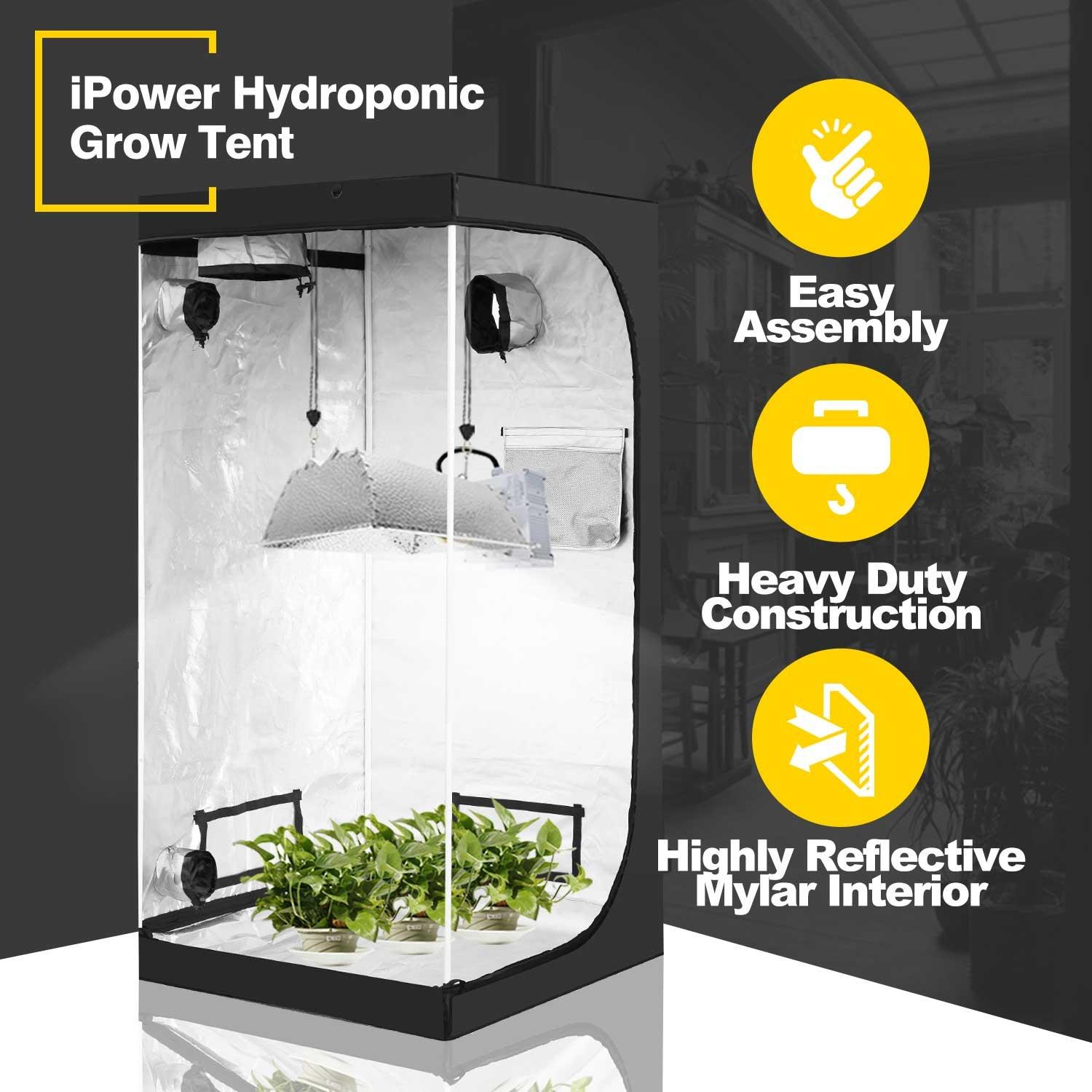 iPower Grow Tent, 36" x 36" x 72" Indoor Grow Tent with Observation Window, Removable Floor Tray and Tool Bag, for Plant Fruit Flower Veg Growing