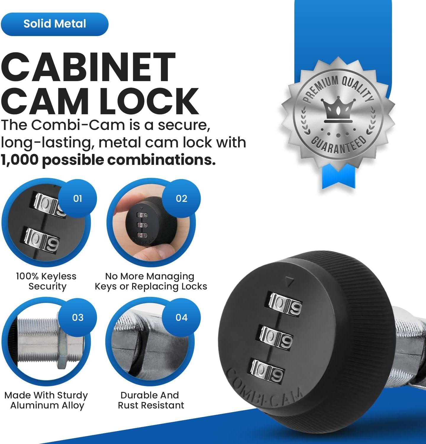 Black Zinc Keyless Combination Cam Lock for Cabinets and Drawers