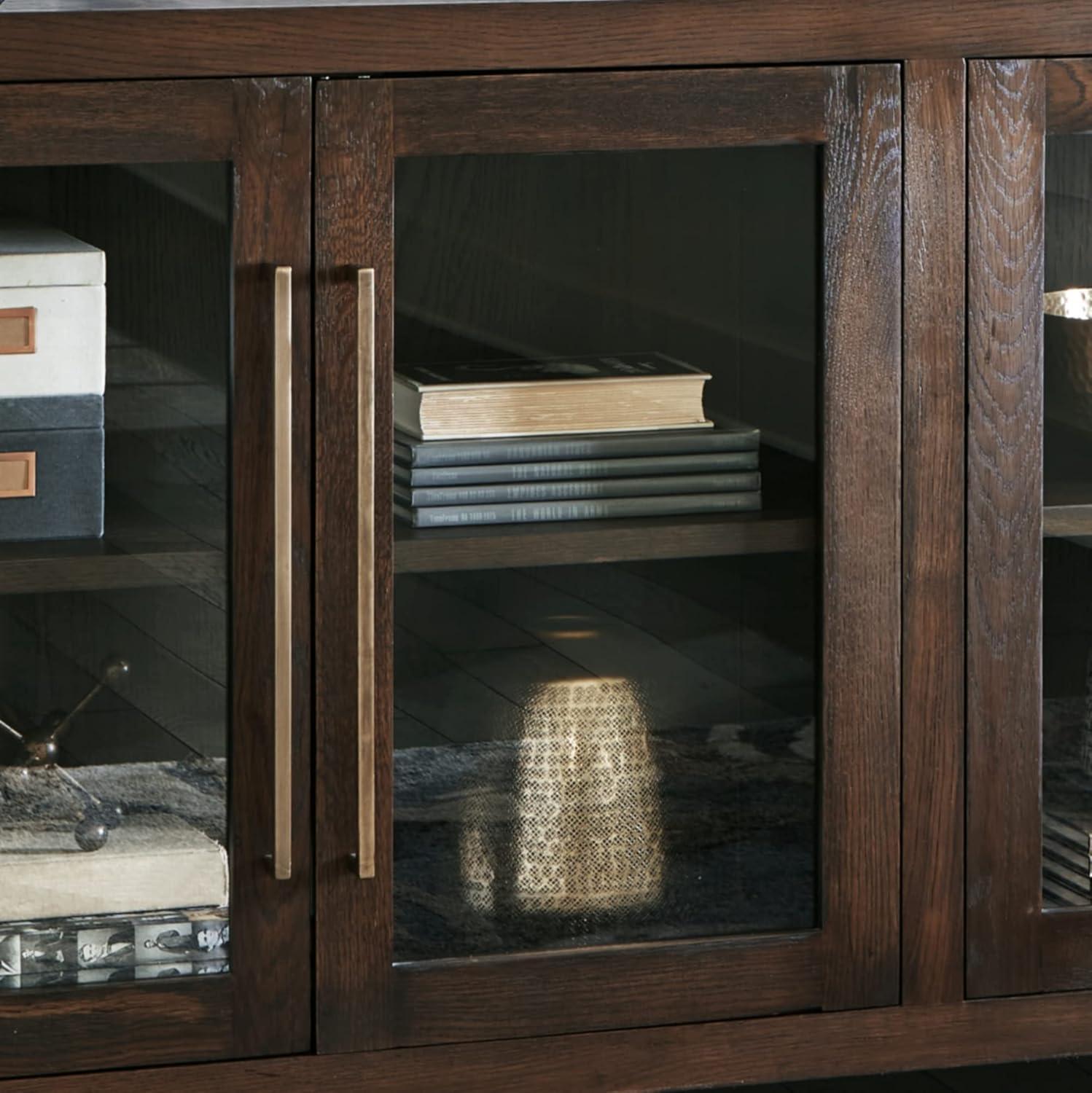 Balintmore 80" Brown Oak Veneer Accent Cabinet with Adjustable Shelving