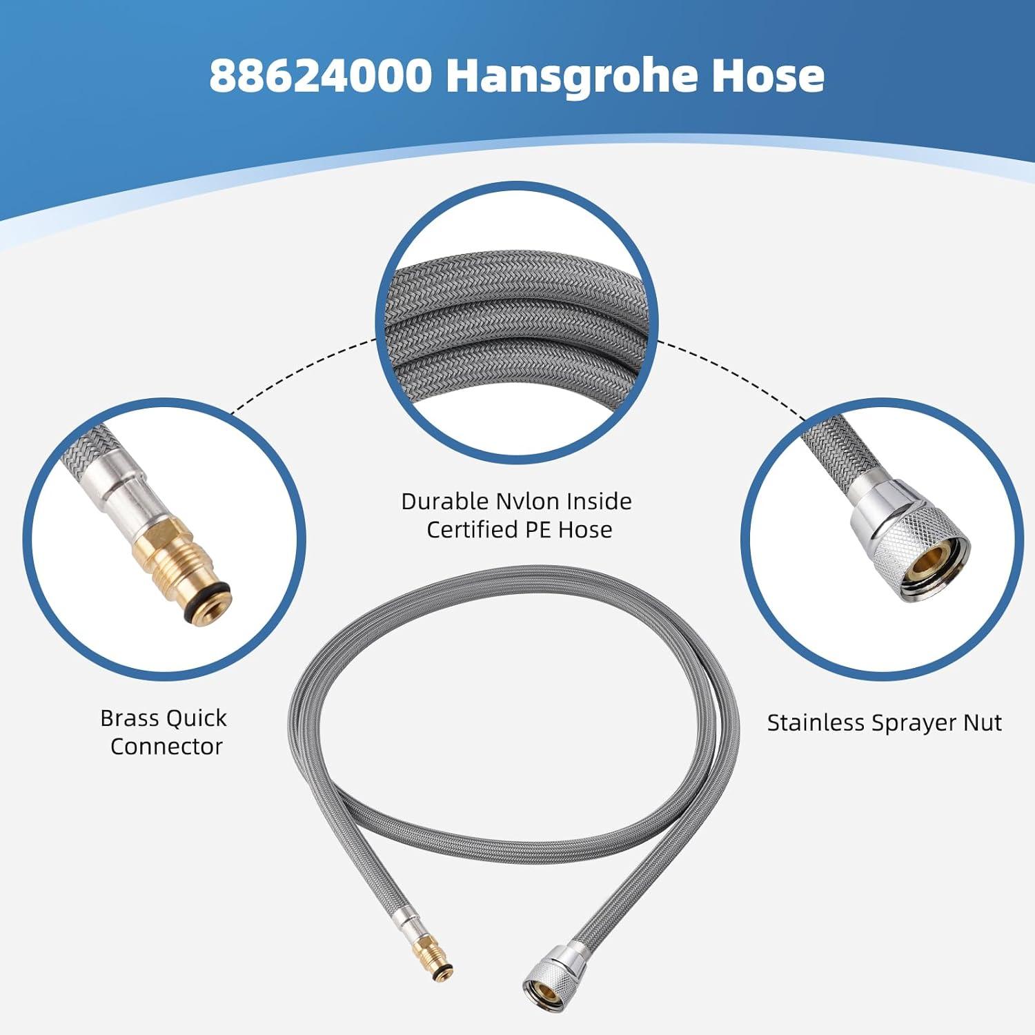 88624000 Kitchen Faucet Hose Replacement Part for Hansgrohe Pull Down Spray Hose 95507000 95506000, 59-inch Length by Awelife