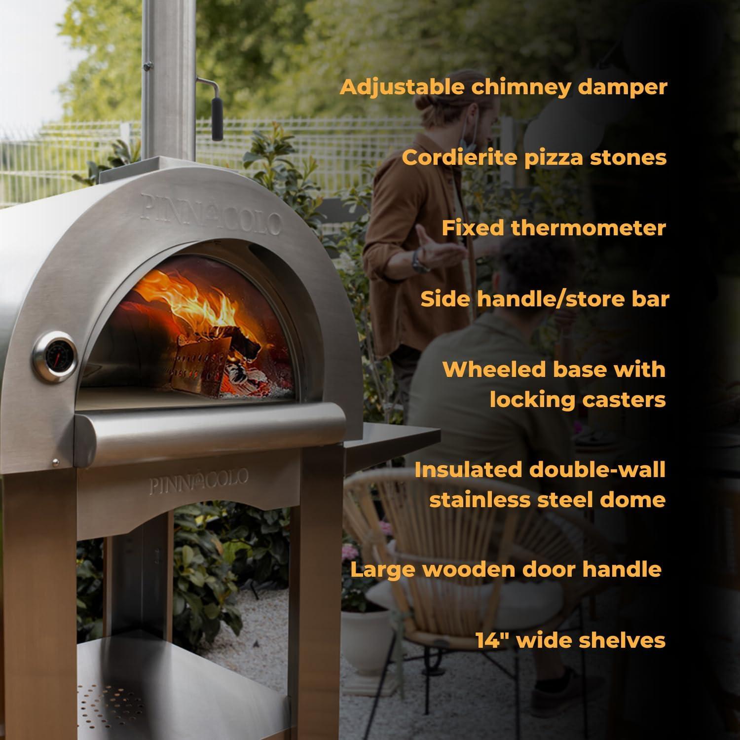 PREMIO Stainless Steel Wood-Fired Outdoor Pizza Oven with Accessories