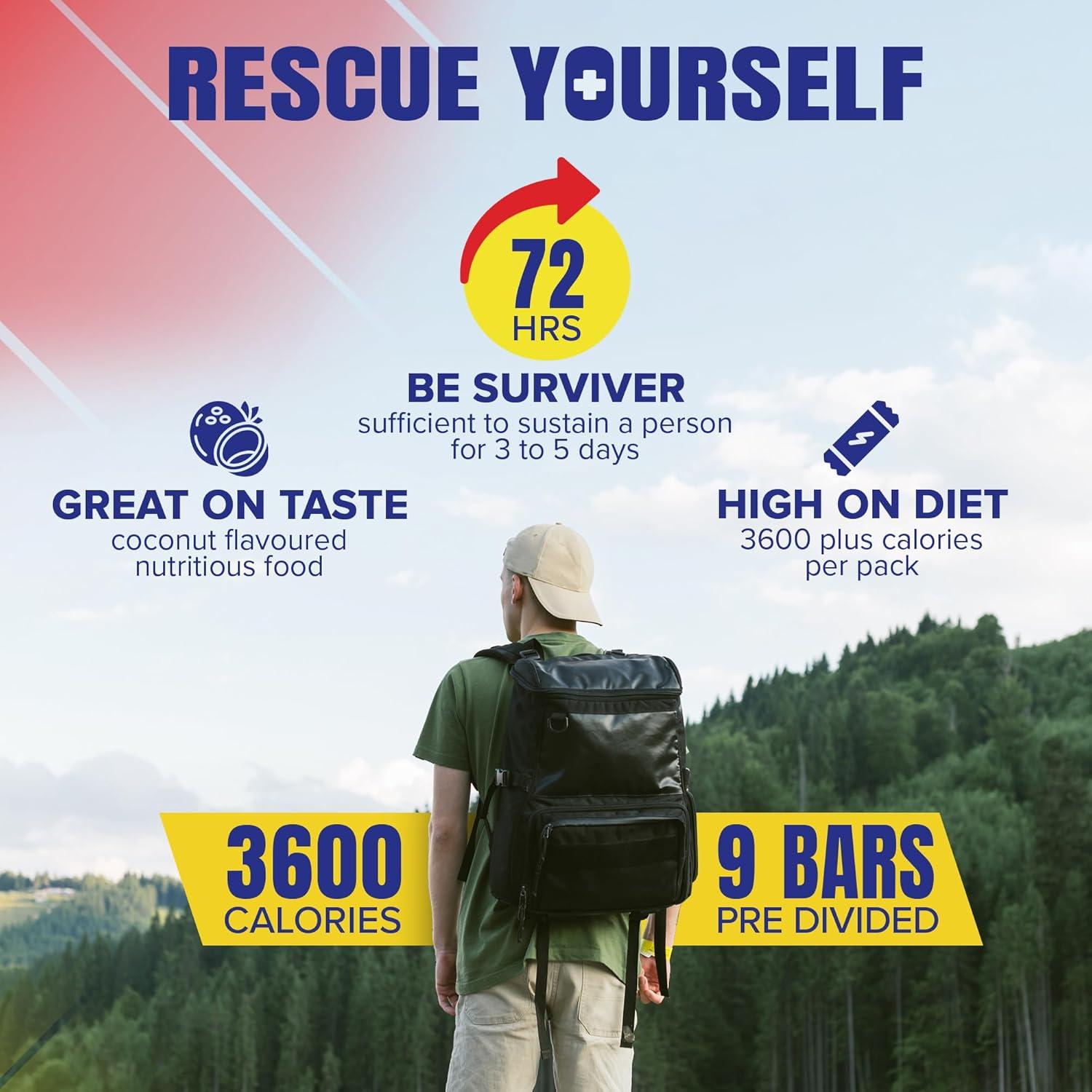 SOS Food Labs, Inc. 185000825 S.O.S. Rations Emergency 3600 Calorie Food bar - 3 Day/ 72 Hour Package with 5 Year Shelf Life!