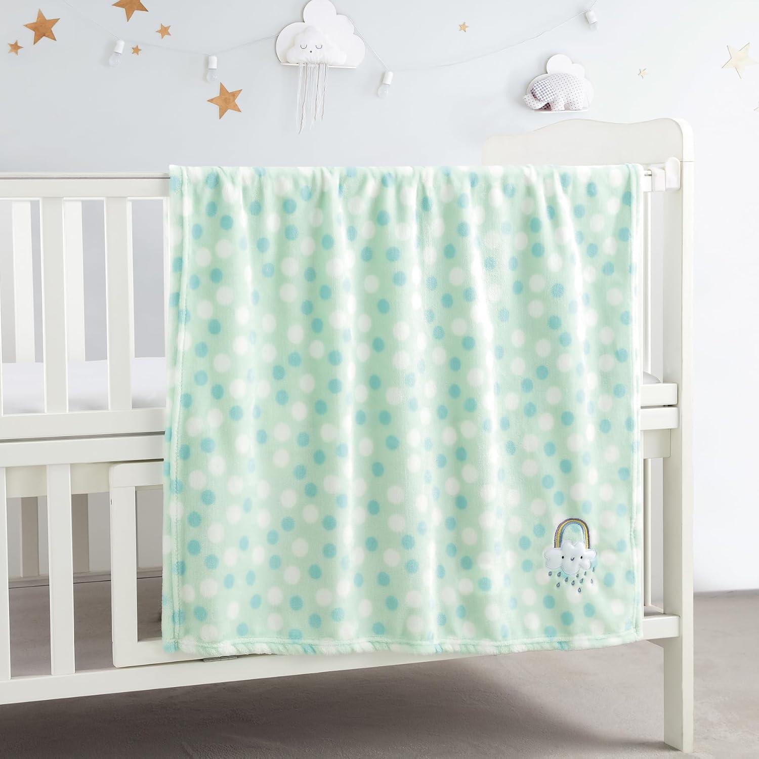 CREVENT 30"X40" Lightweight Warm Plush Baby Blanket for Infant Toddler Newborn Crib Cot Stroller,Unisex,Green Rainbow