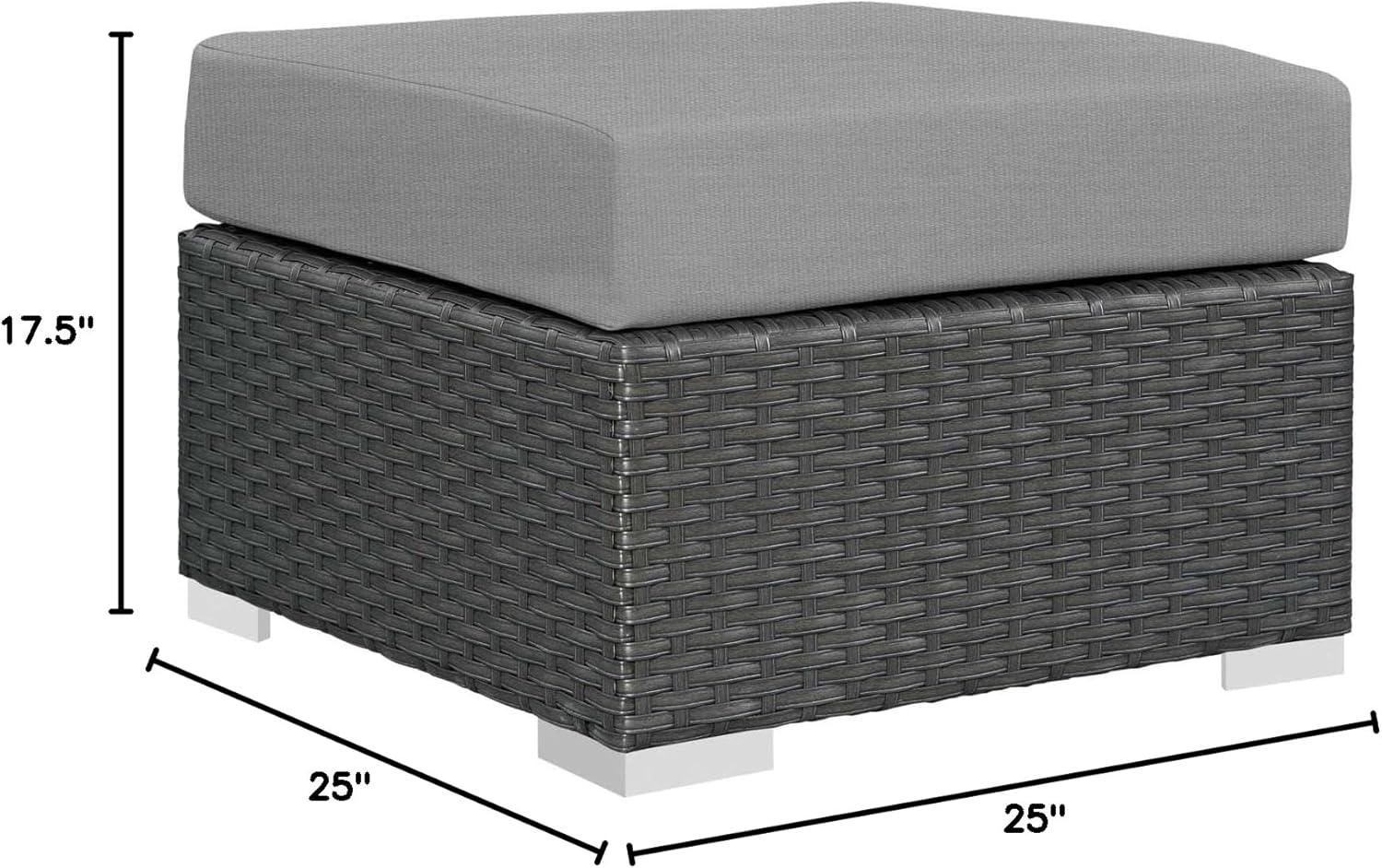 Modway Sojourn Aluminum and Rattan Patio Ottoman in Canvas/Gray