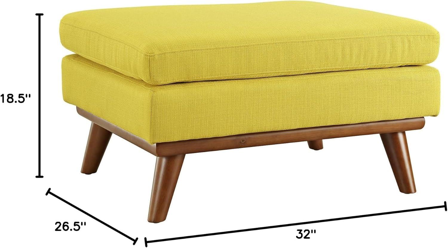 Modway Engage Upholstered Polyester Fabric and Wood Ottoman in Sunny Yellow