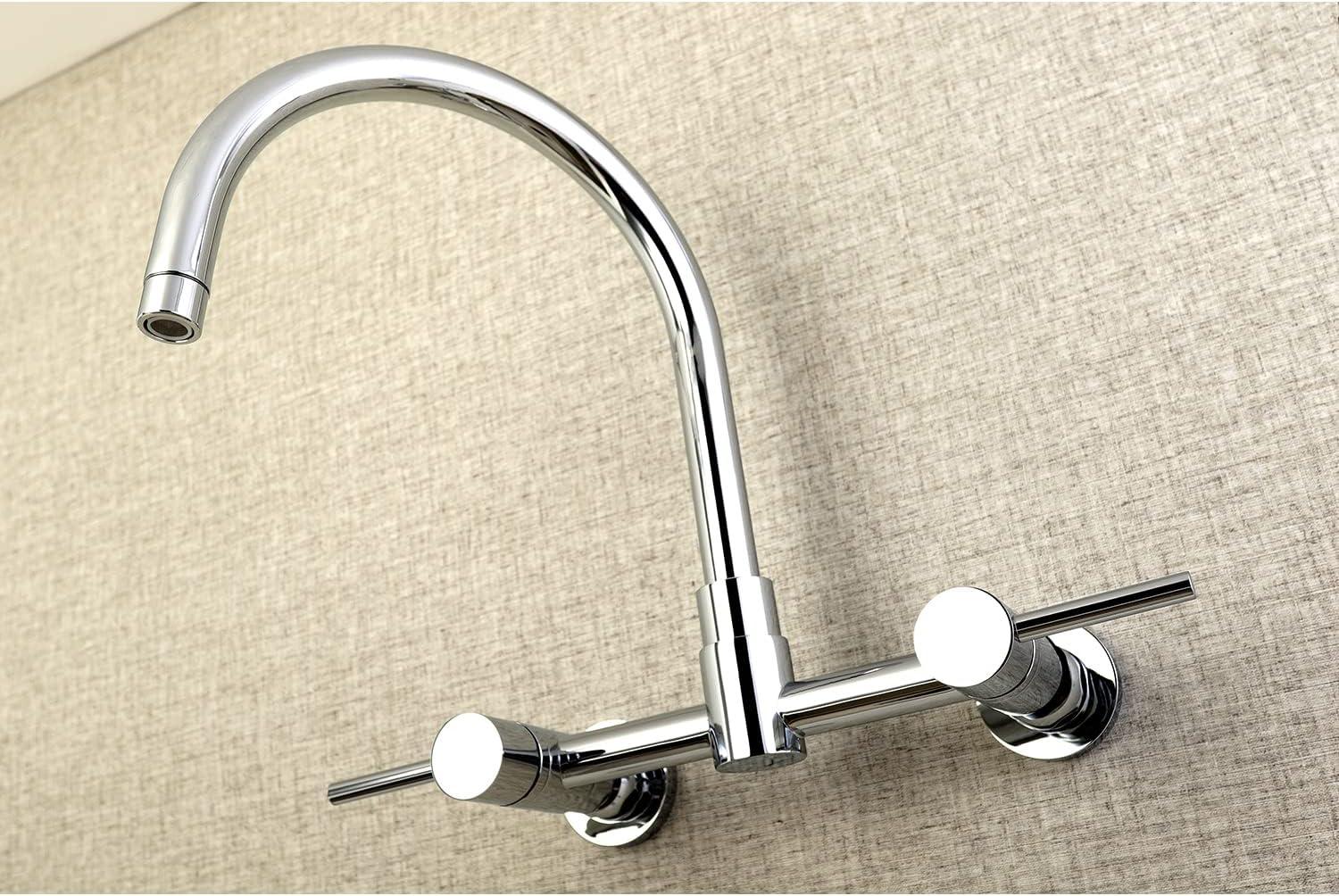 Kingston Brass Concord Double-Handle 2-Hole Wall-Mount Bridge Kitchen Faucet