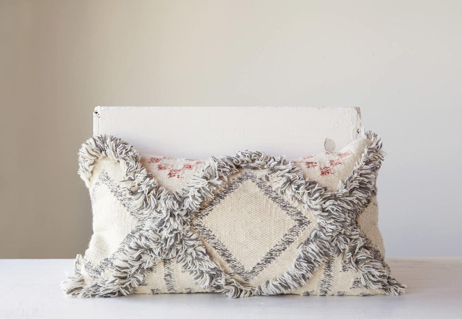 Creative Co-Op Fringed Throw Pillow