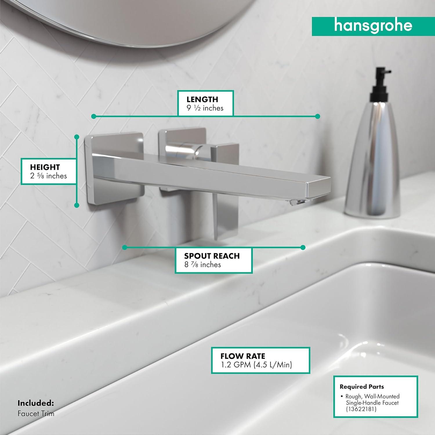 Metropol Low Flow Water Saving Wall Mounted Bathroom Faucet