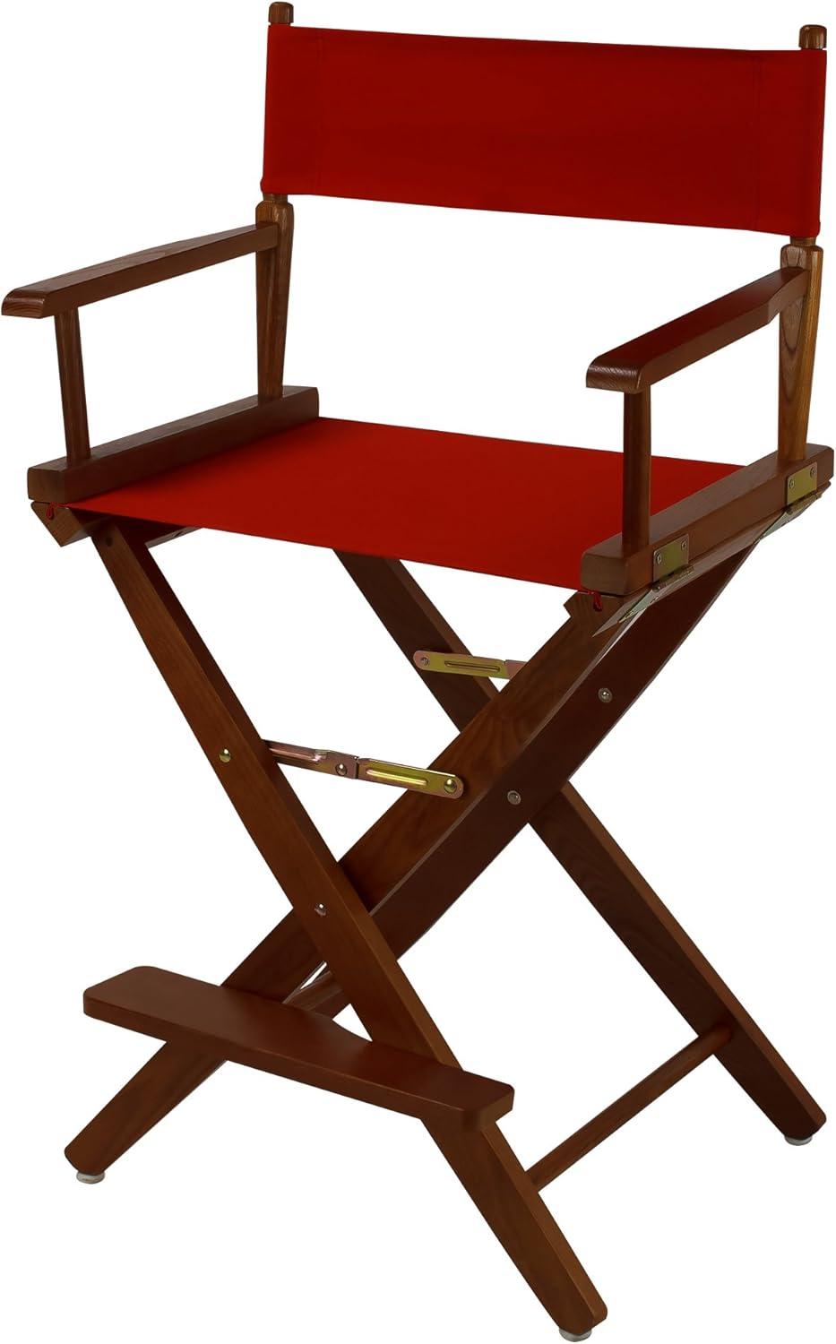 Premium Mission Oak 24" Director's Chair with Red Canvas