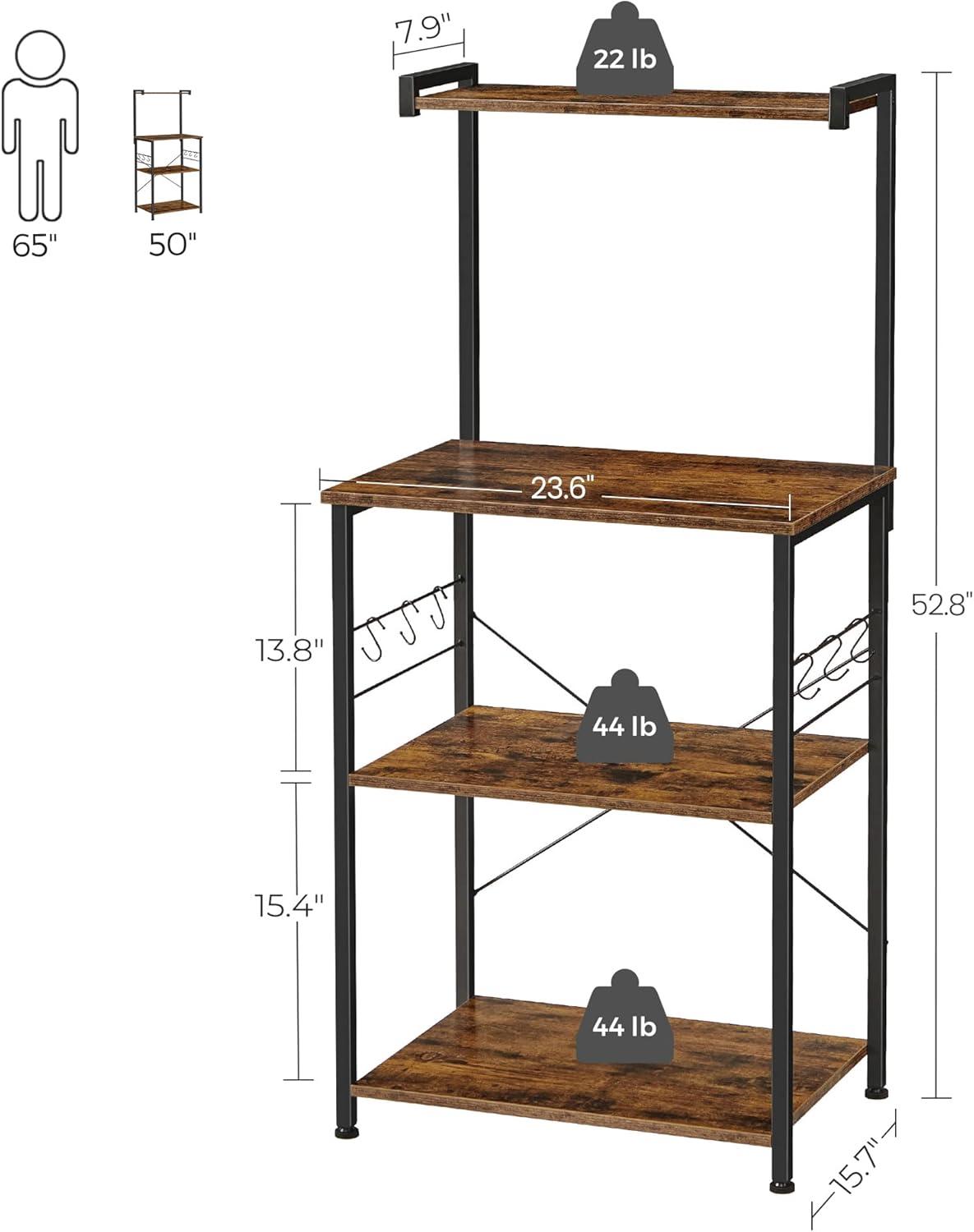 Rustic Brown and Black Adjustable Kitchen Storage Rack