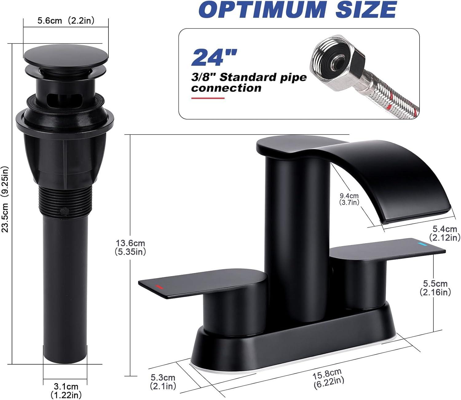 Matte Black Stainless Steel Double Handle Waterfall Faucet