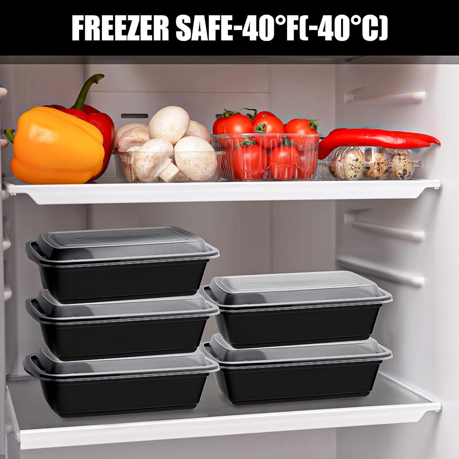 Black BPA-Free Plastic Meal Prep Containers Set