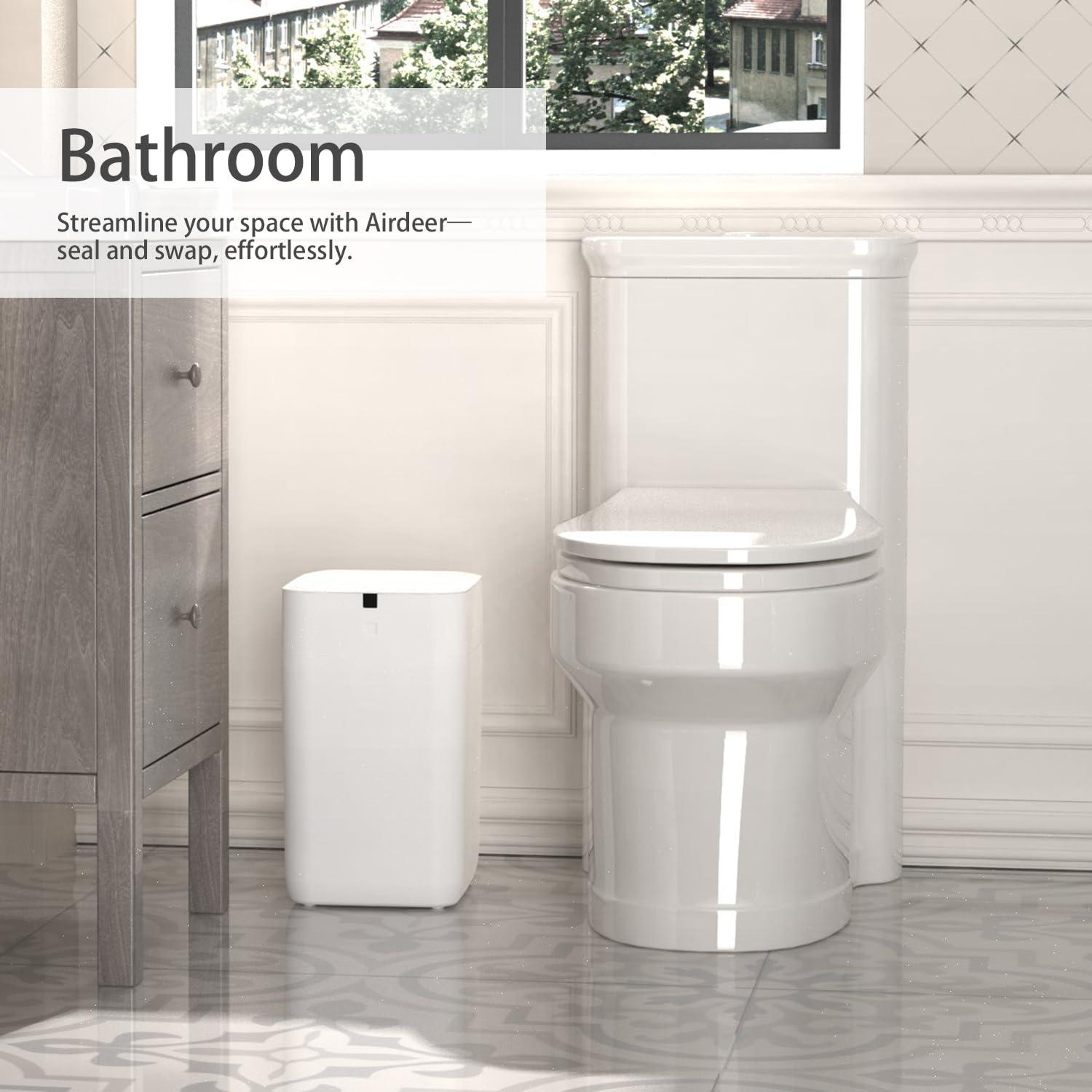 White Rectangular Touchless Plastic Smart Trash Can