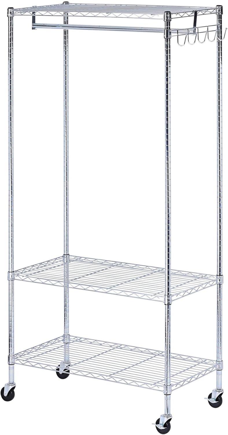Alera® Wire Shelving Series Metal Rolling Clothing Rack