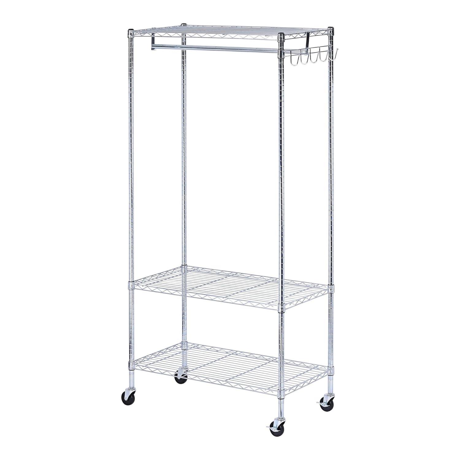 Alera® Wire Shelving Series Metal Rolling Clothing Rack