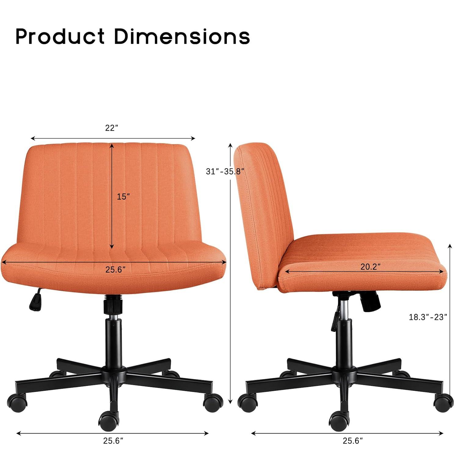 Armless Brown Fabric Swivel Office Chair with Black Base