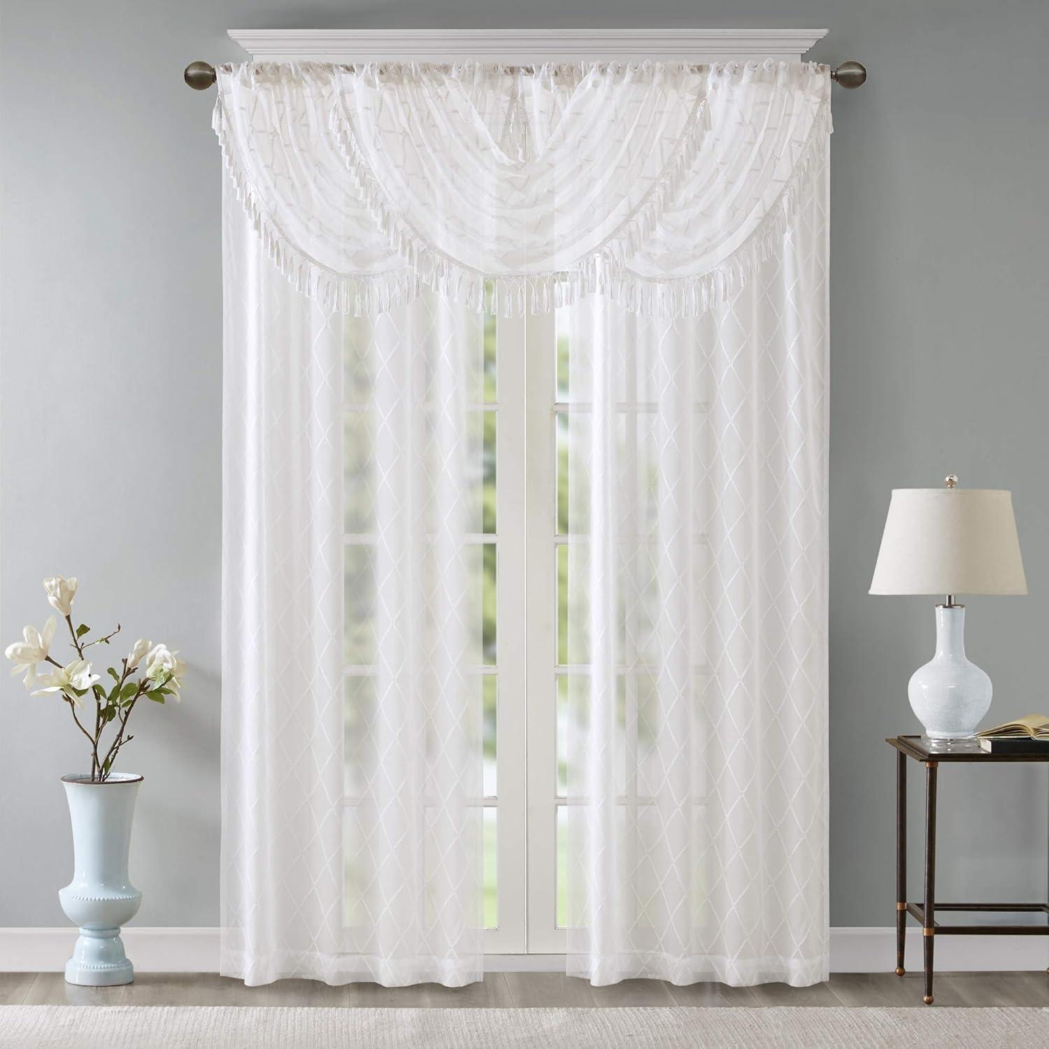 Irina Diamond Sheer Embroidered Waterfall Valance