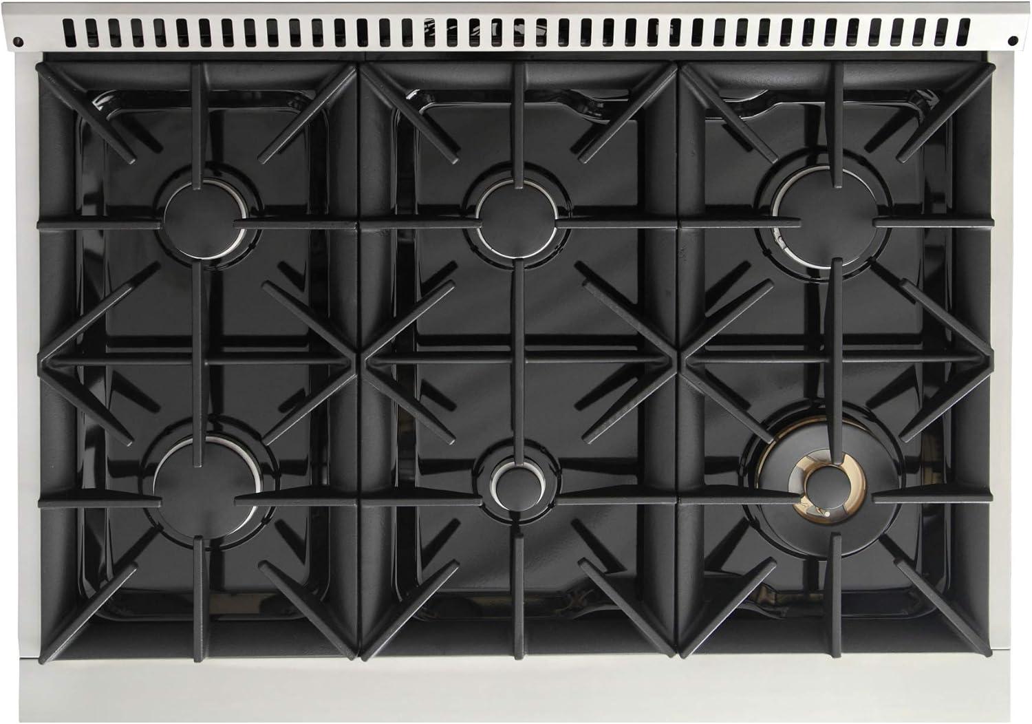 36 in. 5.2 cu. ft. Dual Fuel Range for Natural Gas in Titanium Stainless Steel.