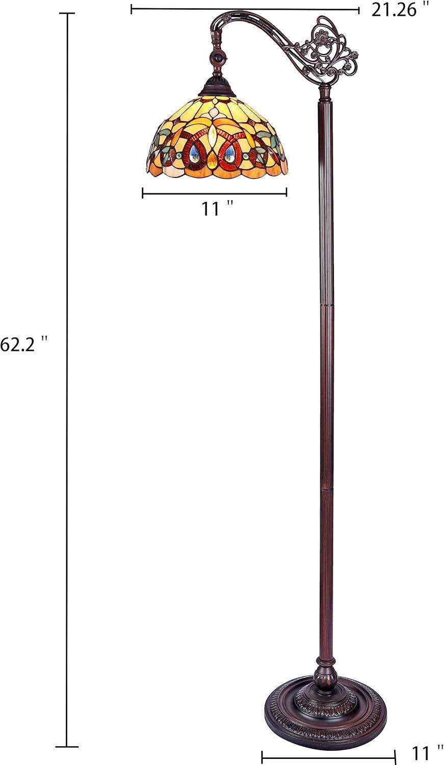 Chloe Lighting Serenity Tiffany-Style 1 Light Reading Floor Lamp 11" Wide