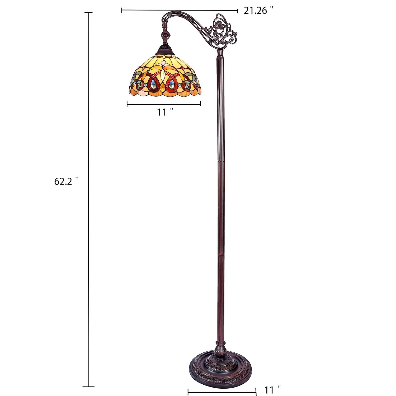 Chloe Lighting Serenity Tiffany-Style 1 Light Reading Floor Lamp 11" Wide