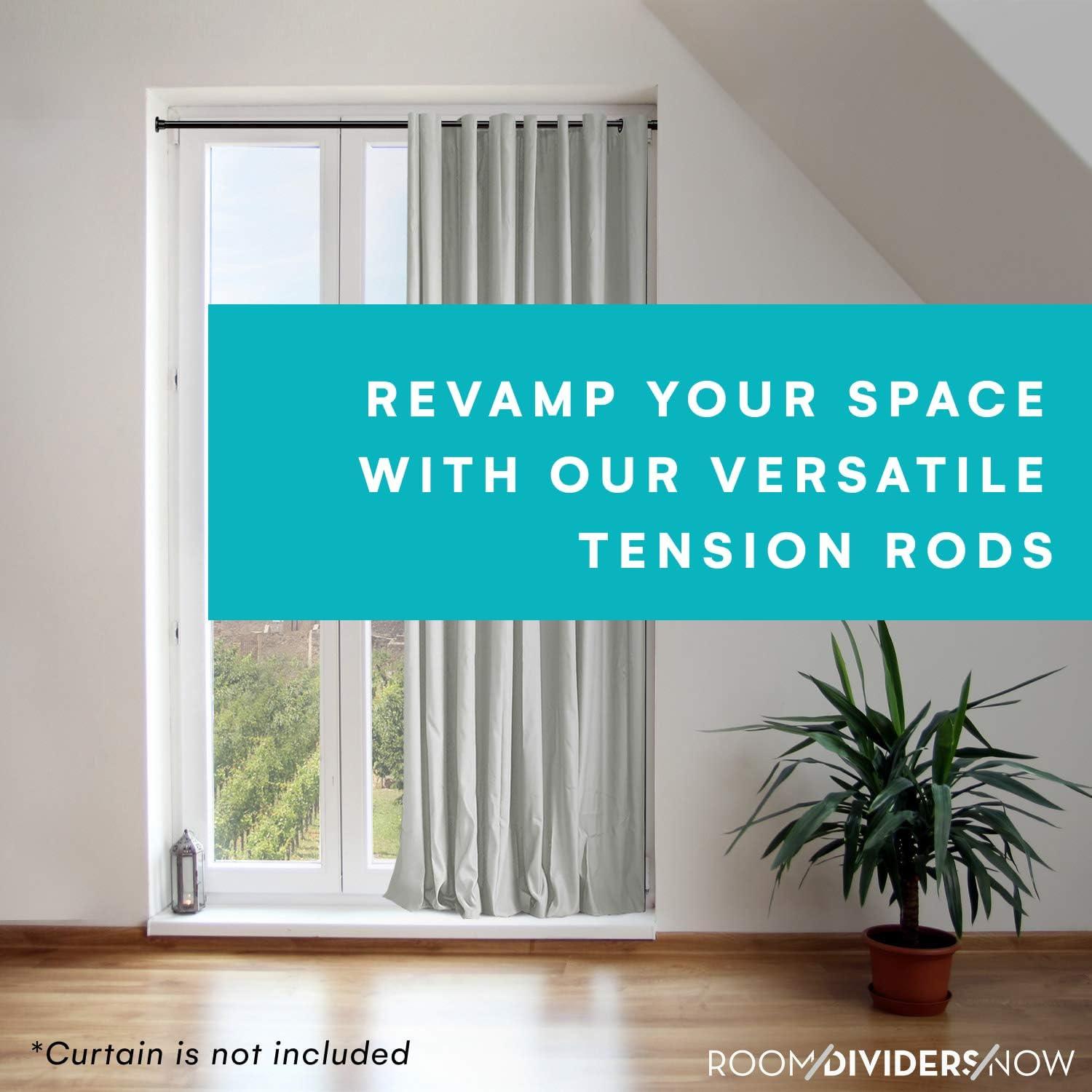 RoomDividersNow 48in - 80in - Adjustable Extension Curtain Rod, Silver (No Brackets)