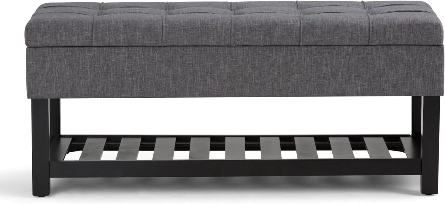Simpli Home Saxon 43"W Tufted Transitional Storage Ottoman Bench with with Lift-Top Lid