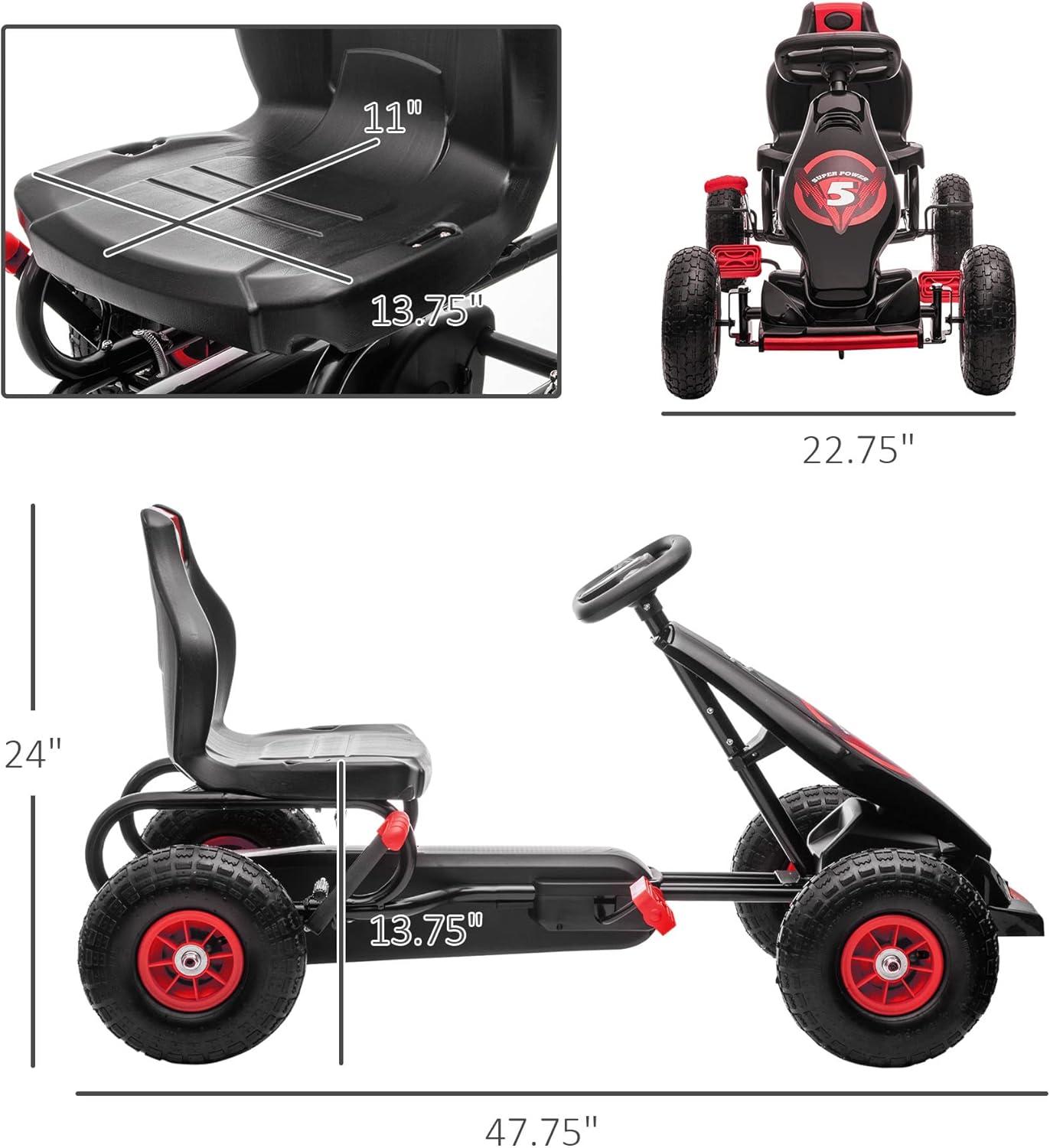 Red and Black Ergonomic Pedal Go Kart with Adjustable Seat