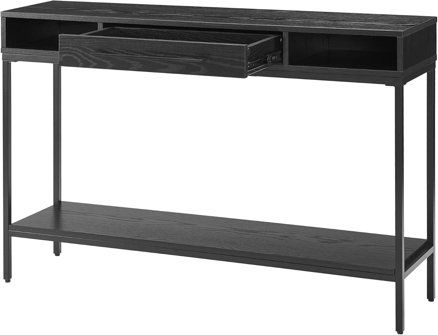 Arroyo 45" Wide Rectangular Console Table Blackened Bronze/Black Grain