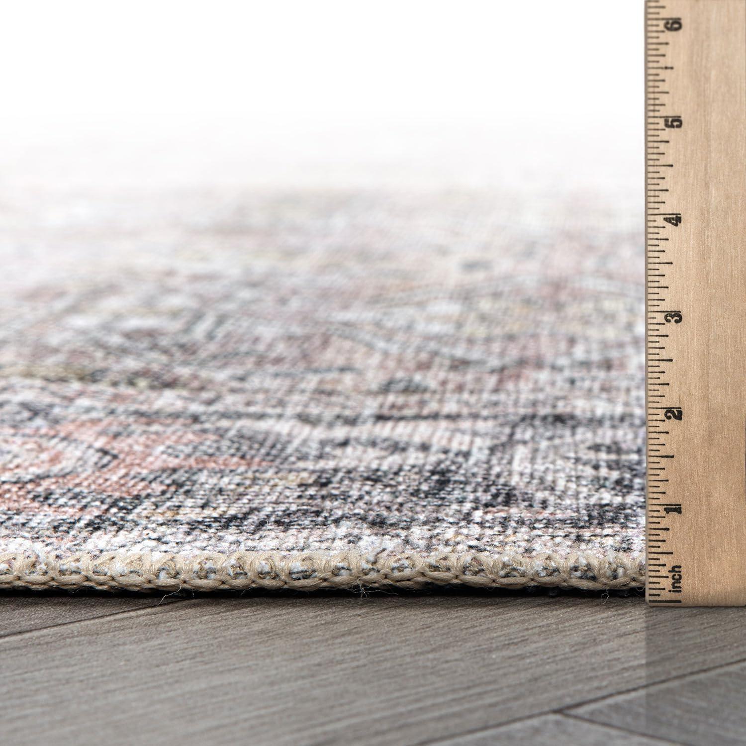 World Rug Gallery Vintage Distressed Machine Washable Non Slip Indoor Area Rug - OLIVE 2'x3'
