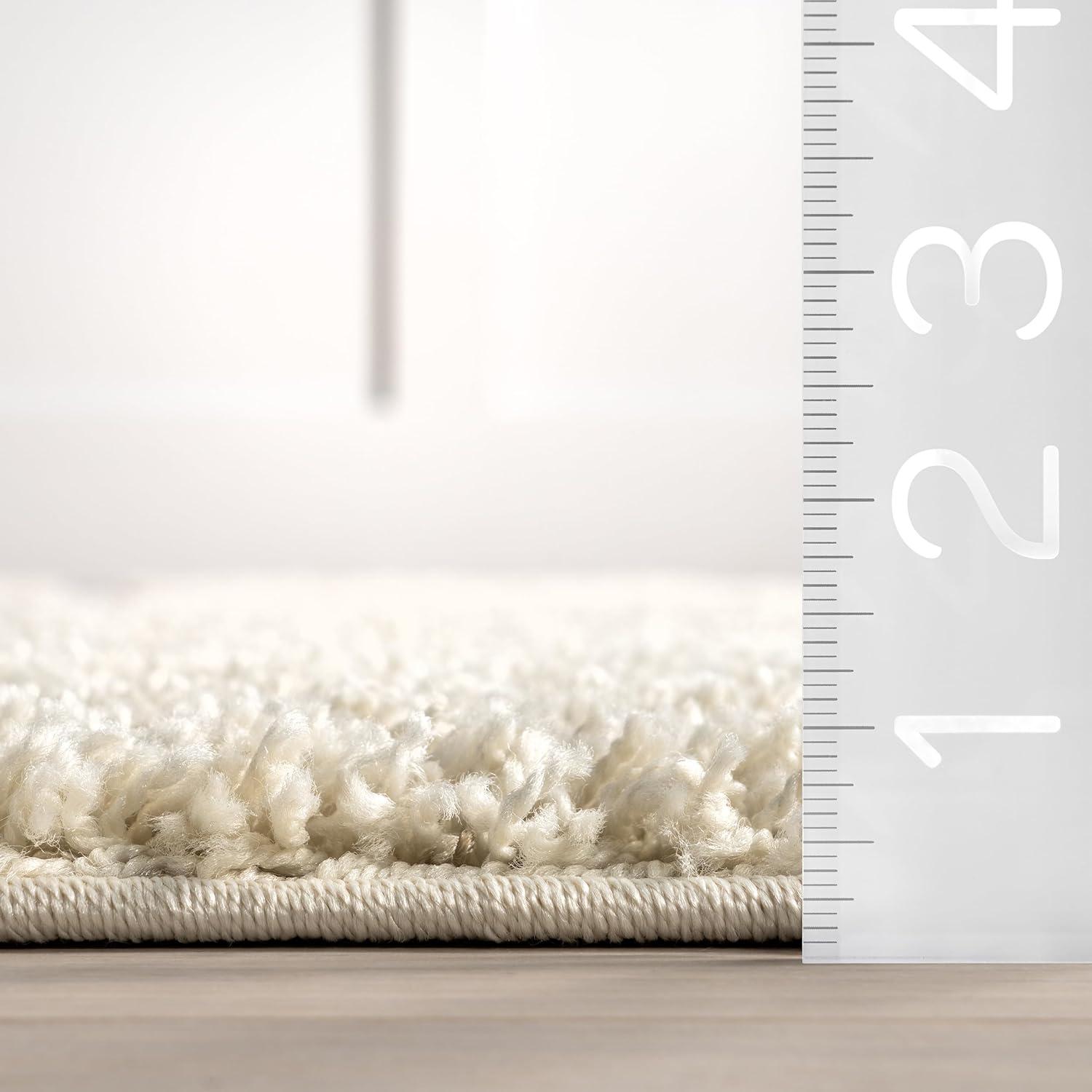 Nuloom Carolyn Abstract 6 Square Shag Indoor Area Rug for Living Room Bedroom Dining Room Nursery, Cream/Beige