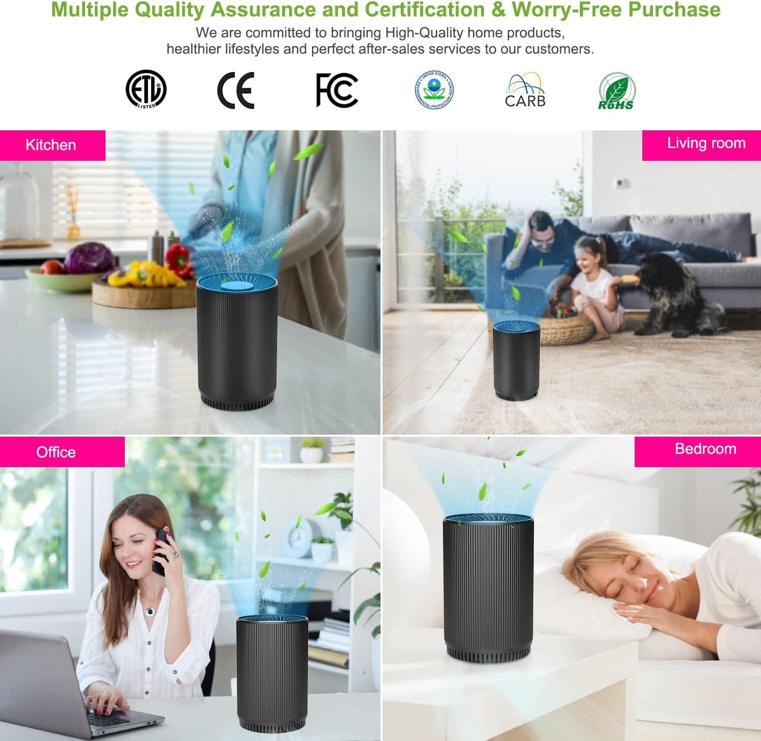 2 Pack Druiap Air Purifiers For Home Bedroom Up To 690Ft², H13 True HEPA Filter Air Cleaner Purify 99.97% Micron Particles/Bad Air/Smoke/Pet Dander/For Office, Dorm, Apartment, Kitchen(KJ80)