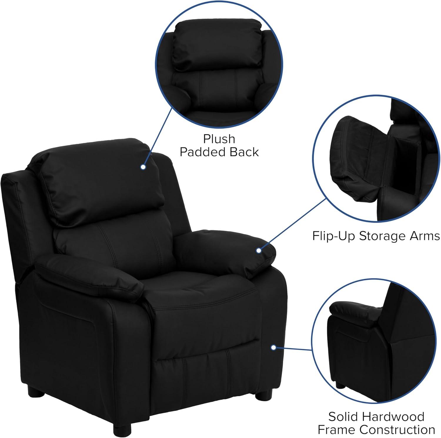 Flash Furniture Deluxe Padded Contemporary Kids Recliner with Storage Arms