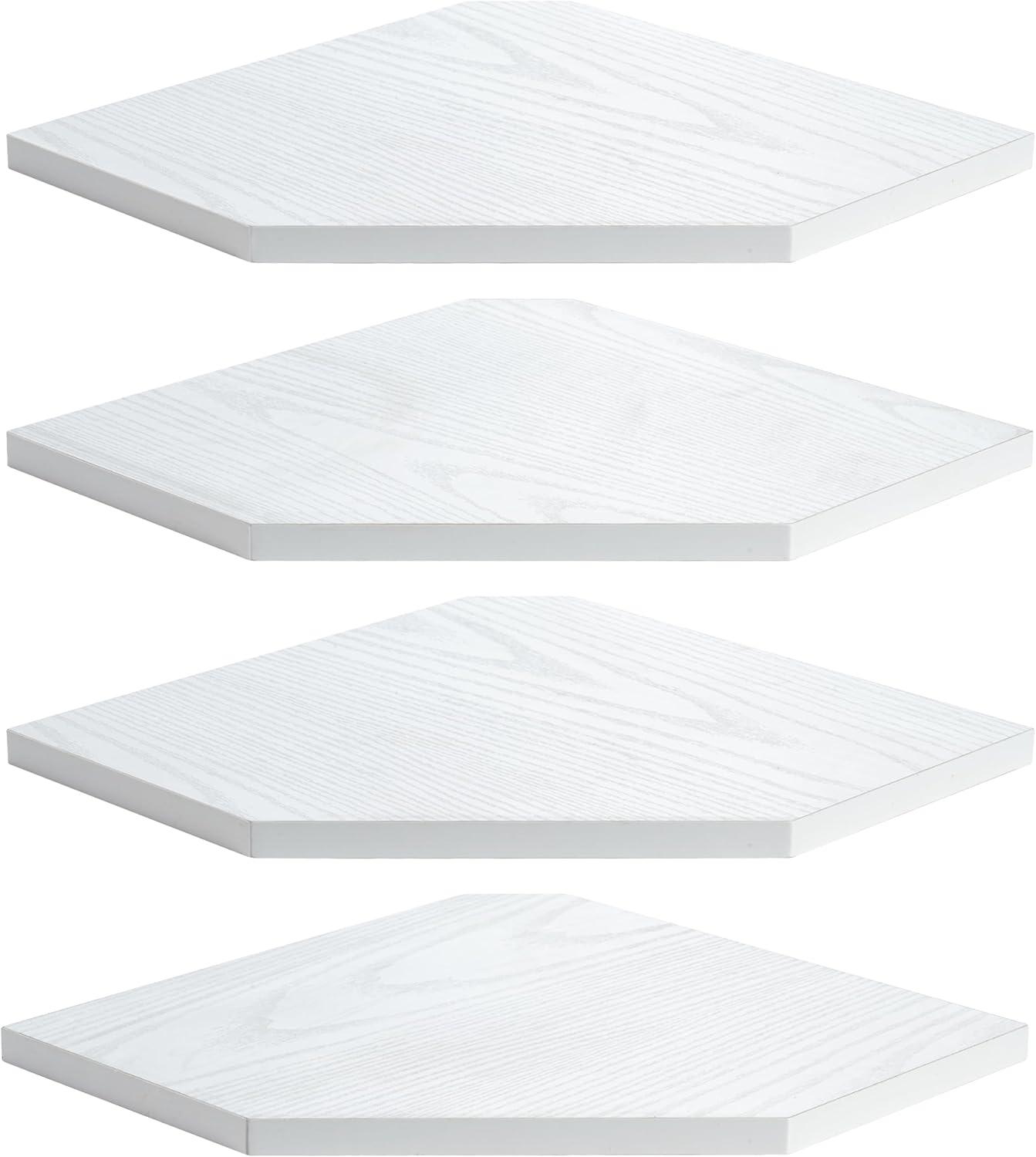 White Wood Corner Floating Shelves Set of 4