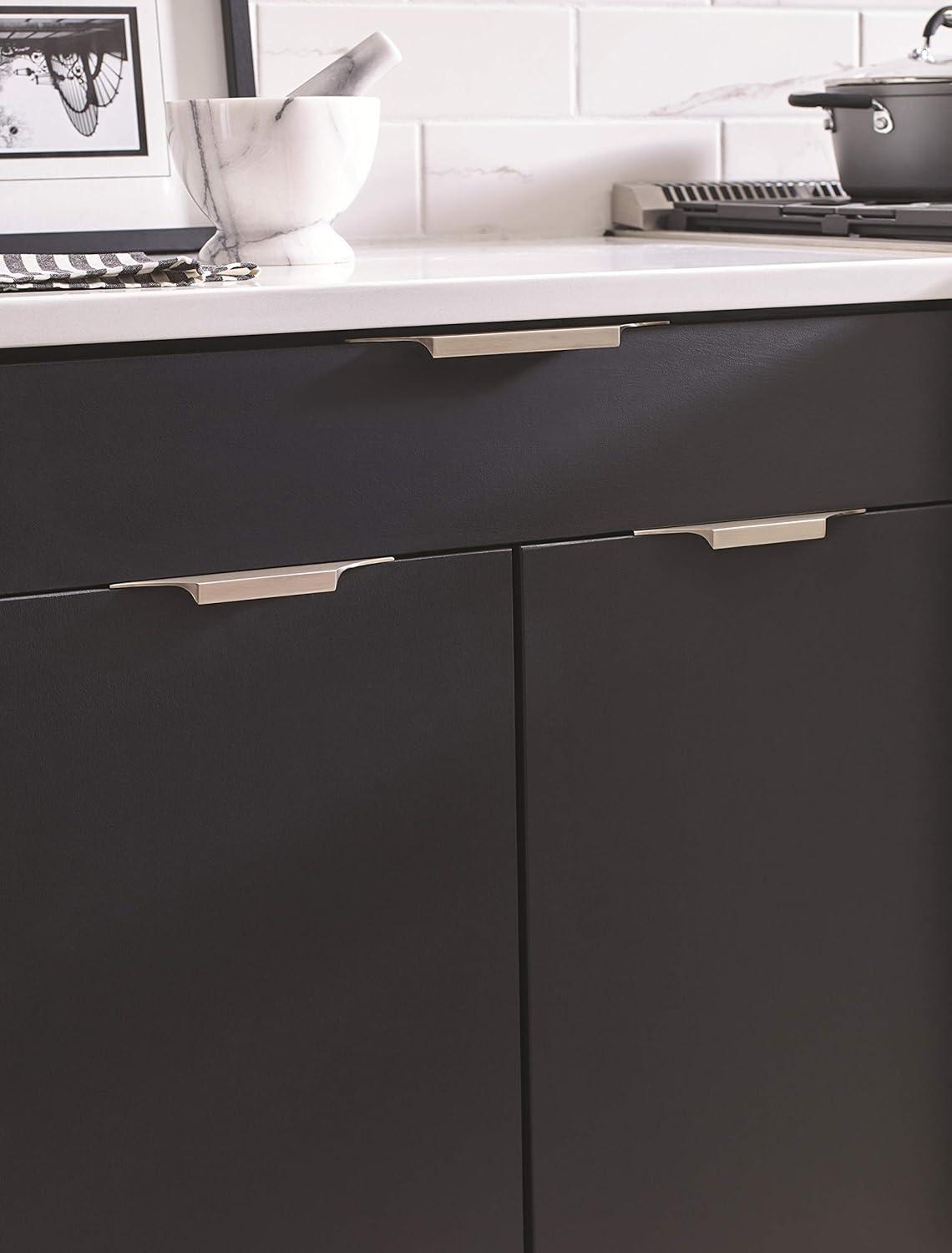 Brushed Nickel Modern Cabinet Edge Pull with Mounting Hardware