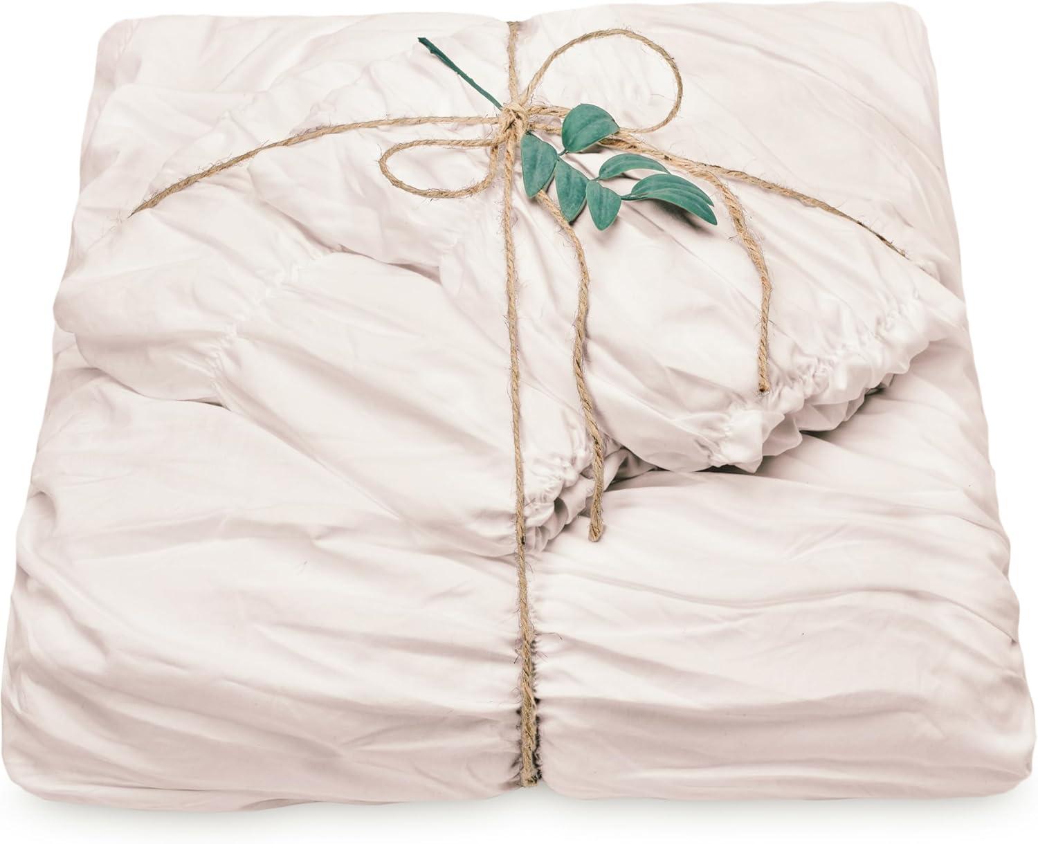 Chanasya Chanasya Ruched Ruffled Pleated Textured Washed Microfiber Duvet Set