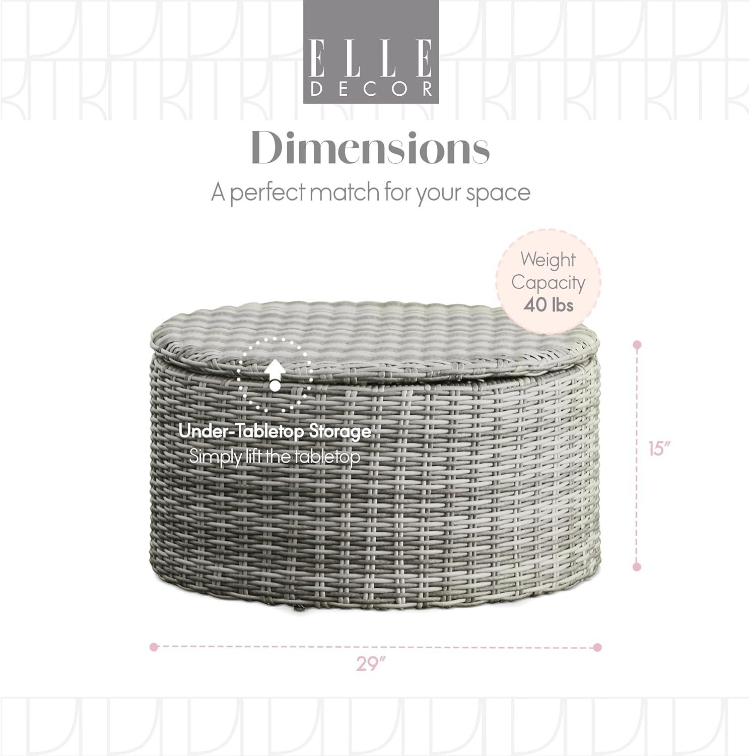 Elle Decor Elle Decor Vallauris Outdoor Coffee Table with Storage, Gray