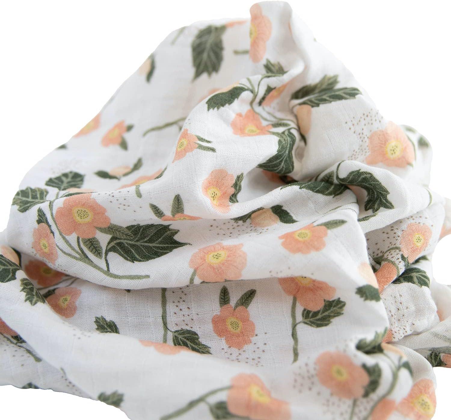 Red Rovr Organic Cotton Muslin Swaddle Blanket - Blushing Bloom - 2pk