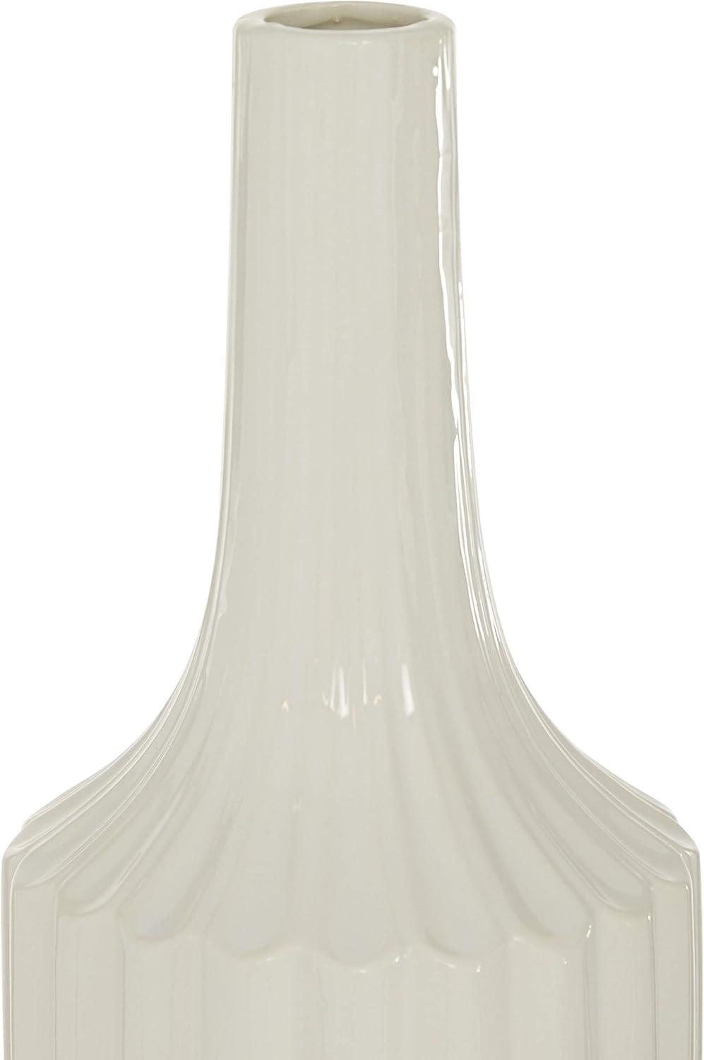 DecMode 23" Stripe Texture White Ceramic Vase