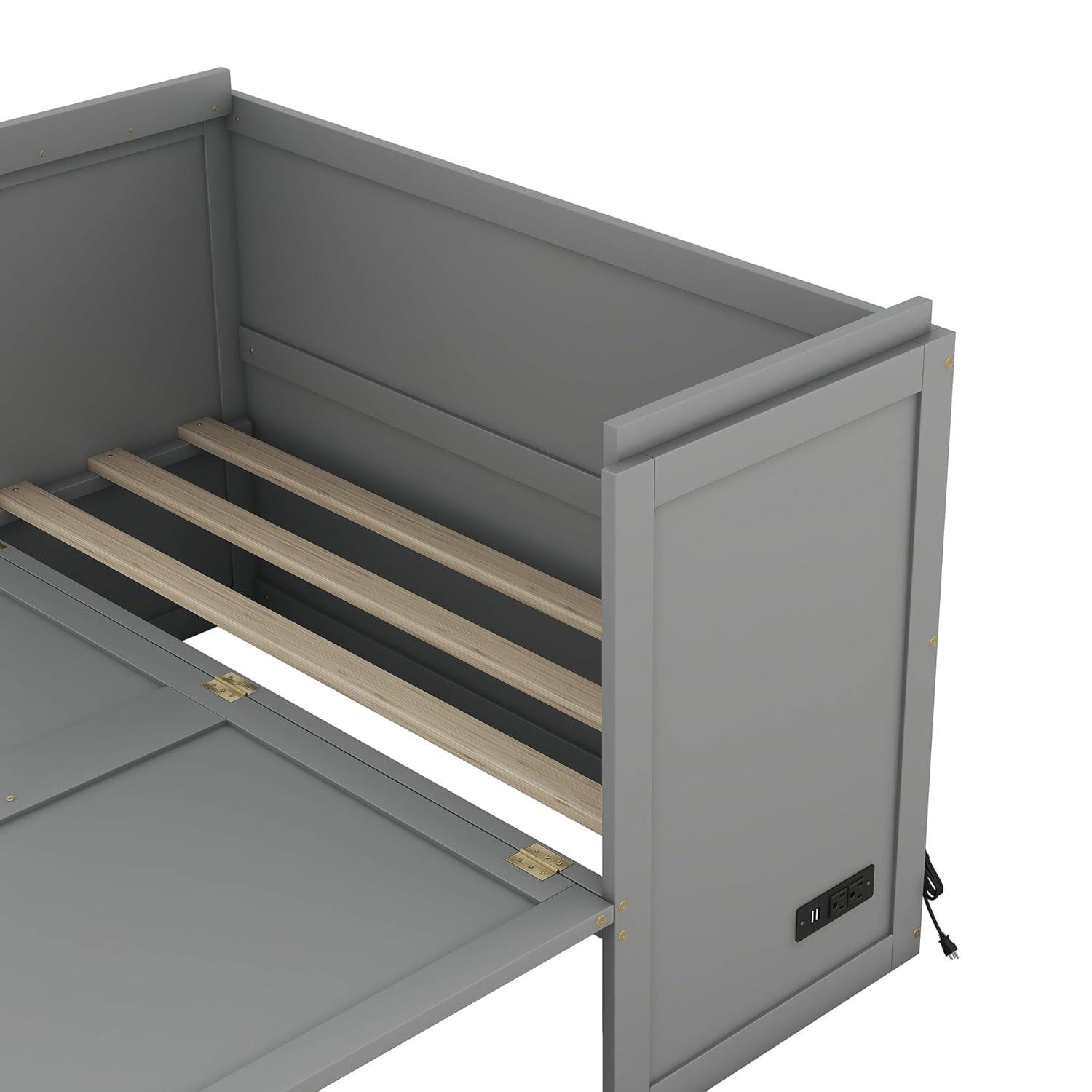 Harper & Bright Designs Full Size Murphy Bed with USB Port and a Large Drawer, Space-Saving Wall Bed for Multipurpose Guest Room or Home Office - White